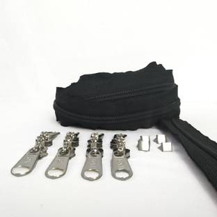 rut 10 Mtr ZIPPER WITH 8 ZIP RUNNER Black Plastic Open-ended Zipper