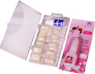 UniTale Beautiful 100 Pcs Reusable False Nails Extensions Best French Nails Strong Manicure Perfect Shape Nails Natural Look Fake Nails With Strong Brush Glue And Regular Glue Free White