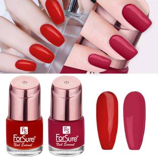 ForSure Glossy Finish Nail Polish With Quick Dry Formula Combo of 2 Perfection Red ,Party Red