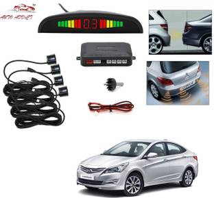 AuTO ADDiCT parking-sensors-black-96 Car Reverse Parking Sensor with LED Display 4 Sensor Reverse Parking Auto Radar Detectors (Black) For Hyundai Verna Fluidic Parking Sensor
