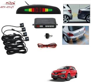 AuTO ADDiCT parking-sensors-black-245 Car Reverse Parking Sensor with LED Display 4 Sensor Reverse Parking Auto Radar Detectors (Black) For Toyota Etios Liva Parking Sensor