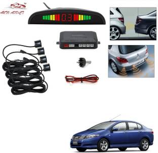 AuTO ADDiCT parking-sensors-black-73 Car Reverse Parking Sensor with LED Display 4 Sensor Reverse Parking Auto Radar Detectors (Black) For Honda City Ivtec Old (2008-2014) Parking Sensor