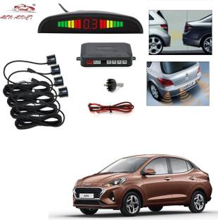 AuTO ADDiCT parking-sensors-black-77 Car Reverse Parking Sensor with LED Display 4 Sensor Reverse Parking Auto Radar Detectors (Black) For Hyundai Aura Parking Sensor