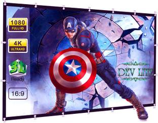 Dev Lite Premium 92 Inches Diagonal (7 Ft. x 4 Ft.) 16:9 Aspect Ratio Supports UHD-3D-4K Technology Universal Eyelets Type Projector Screen (Width 214 cms x 122 cms Height) Projector Screen (Width 214 cm x 122 cm Height)