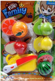 अनन्या शॉप Play 5 Pcs Fruits Cutting Play Toy Set, Can Be Cut in 2 Parts