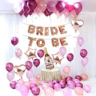 रियलिस्टिक स्टोर (44Pcs) Bachelorette Party Decorations Kit, Bridal Shower Party Supplies & Engagement Party Decor, Bride to Be Decoration Banner, Sash and Heart & Star Foil Balloons Props