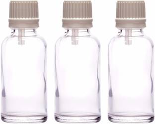 JARBAZAAR 30ml Clear Transparent Round Empty Glass Bottle + Dropper 3 Bottles 30 ml Bottle