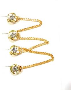 HBS Golden Kurta Button with single white Stone Studded_ (Set of 4pcs) Metal Buttons