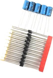 SAMAES Combo pack of 5 pics 25 Volt 100 uF Capacitor and 20 pics 1N4007 Rectifier Diode for use in Bridge Rectifier Electronic Components Electronic Hobby Kit