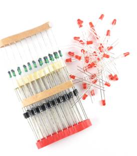 SAMAES Combo pack of 25 pics 3mm Red Led, 25 pics 1N4007 Diode and 25 pics 270K Resistors for 220V AC Indicator light Electronic Components Electronic Hobby Kit