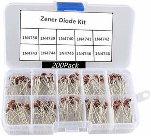 IDUINO Zener Diodes Kit, 1W Axial Leads Through Hole Power Diode Assorted Assortment Box Kit Set (8.2V/9.1V/10V/11V/12V/13V/15V/16V/18V/22V), Range 1N4738~1N4748,Pack of 200 Electronic Components Electronic Hobby Kit