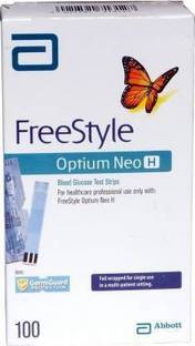 FreeStyle Optium Neo H 100 strips with 100 Lancet size 32G 100 Glucometer Strips