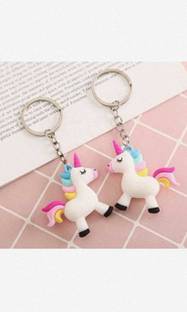 Jdp Novelty 2pcs Set of Unicorn Rubber Keychain .Keyrings for Children. Key Chain