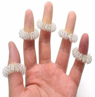 M A PRODUCTS MA05 Acupressure Sujok Finger Massage Ring -Set of 5 (SILVER ) Massager