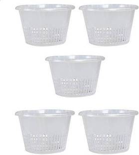 KOO Retails Orchid Pot 8 Inches Container Set (Pack of 5pc, Clear Plastic) Plant Container Set