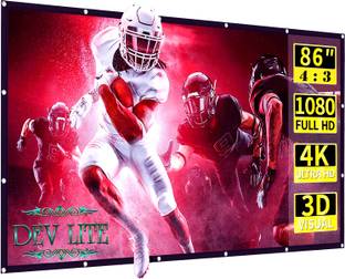Dev Lite Premium 86 Inch Diagonal, 4:3 Viewing Aspect Ratio, 69 Inches x 52 Inches, Supports UHD-3D-4K Technology Universal Eyelets Type Foldable White 6 Feet - Width x 4 Feet - Height Projector Screen (Width 175 cms x 132 cms Height) Projector Screen (Width 175 cm x 132 cm Height) Projector Screen (Width 175 cm x 132 cm Height)