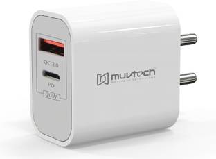 MuvTech 20 W PD 1.6 A Multi-pin Wall Charger for Mobile with Detachable Cable