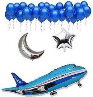 decokart BIRTHDAY,WELCOME BABY,BABY SHOWER DECORATION SET THEME OF FOIL AEROPLANE Balloon (Multicolor, Pack of 35)