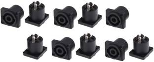 ERHIndia (10 Pcs) 4 Pin Plug Audio Cable Plug Socket Adapter Speakon NL4FC XLR Socket Connector for Microphone, Stereo System, DJ etc. 4 Pole Speakon Plug NL4FC Black Color Speakon pin