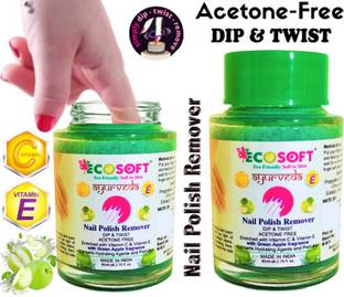 ECOSOFT Ultimate Premium Dip & Twist Instant Nail Polish Remover Nail Polish Remover - Acetone Free, Enriched with Vitamin C or Vitamin E with Green Apple Fragrance. Contains Hydrating Agents & Perfume.(PACK OF 2)