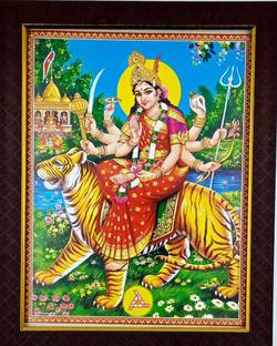 FRAMTASTIC Mata Durga Photo Frame | Hindu Bhagwan Devi Devta Photo Religious Frame