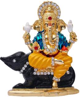 Xudo Murti Shri Ganesh Car Dashboard Statue Lord Ganpati Spiritual Puja Vastu Decorative Showpiece  -  10 cm