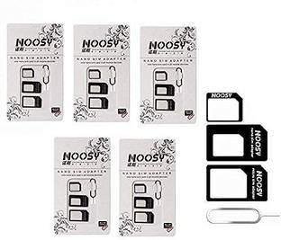 SANNO WORLD (Pack of 5) 4 in 1 Noosy SIM Card Adapter Kit Nano, Micro,Needle for iPhone, Moto E, Nokia (3 Pcs) Sim Adapter