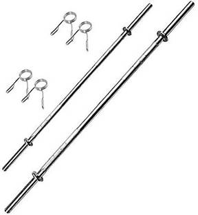 BULLAR 4Ft Straight and 3Ft Straight Rod with 2 Pair Spring Lock (3FT(s)/4FT-19MM) Weight Lifting Bar