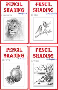 Pencil Shading Books For Kids (4 Books) | Learn Pencil Shading Of Birds, Animals, Fruits & Nature