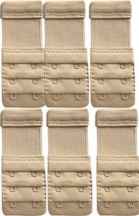 Wooger Women's Premium Bra 2 Hook 3 eye Extender (Beige Pack Of 6) Hook Extender