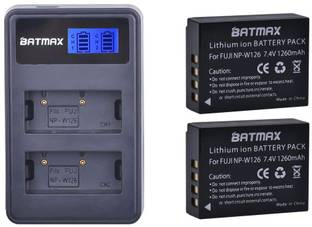 Batmax NP-W126 Battery (2-Pack) and Compact LCD USB Dual Charger for Fujifilm Cameras, Battery for NP-W126, NP W126, NPW126  Camera Battery Charger