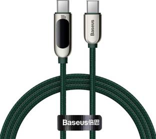 Baseus USB Type C Cable 1 m Nylon Braided USB Type C - USB Type C cable 100W (20V / 5A) Power Delivery with display screen power meter 1m Green