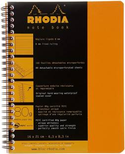 RHODIA Orange Wirebound A5 Notebook 8mm Lined Ruling 16 X 21 cm 160 Pages