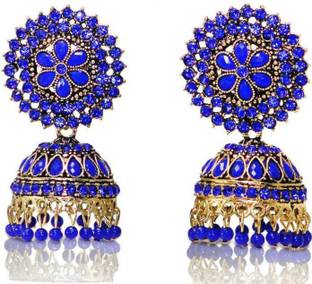 GLOSSARY COLLECTIONS Traditional Stylish Trendy Latest Design Fashion Jhumki and Kundan Earring for Women And Girls Diamond, Pearl Zinc Jhumki Earring Blue Colour Pearl Zinc Jhumki Earring Alloy, Metal Jhumki Earring