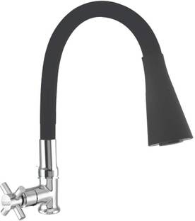 Spazio Fusion Flexo SmartBuy Flexible Brass Swan Neck Flxo Play With 360 Degree Flexible Silicon Hose & Dual Flow Pattern, Hot/Cold Water For Kitchen Sink, Wash Basin Faucets Taps Chrome Finish Silver Plated Pillar Cock, Pack Of 1 Pillar Tap Faucet