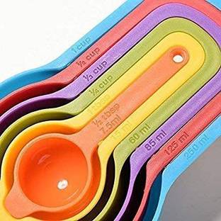KAS BA Measuring Cups and Spoons Set of 6 Metric Measurement for Baking, Food Grade, Milk etc. Multicolor, Made in India Measuring Cup Set