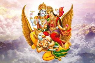 Lord vishnu and lakshmi Wall Poster | HD God Poster for room office gym Photographic Paper