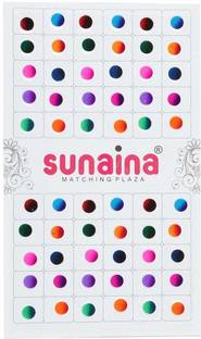 SUNAINA Double Shade Matching Plaza Multicolor Size-3 Round Bindis for Women (Size 6.5mm,Pack of 180 Bindis) [SDSMP603] FOREHEAD Multicolor Bindis
