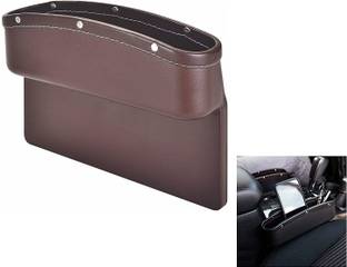 lukzer 1PC Car Side Organizer Seat Gap Filler Catch Caddy Storage Box for Mobile Phone, Cards, Coins Interior Car Space Saver (Brown) Car Bottle Holder