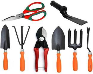 AGT Garden Tool Set Includes Scissor, 2 Trowel, Khurpa, Weeder, Heavy cutter, Hand Fork & Hand Rake for Gardening Garden Tool Kit