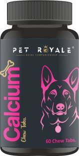 Petroyale Dog Calcium Tablets | Calcium Supplements For Dog | Pet Calcium | Pet Health Supplements | Dog Growth Supplement | Dog Calcium Chew Tablets | 1 X 60 Tablets | Pack of 1 Pet Health Supplements