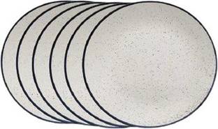 VolCraft Premium Ceramic Hand Made White Matte Quarter Plate | Size 7 inch | Microwave Safe, Oven Safe |Set of 6 Quarter Plate