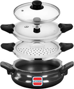 UCOOK By United Ekta Engg. Smart 3 in 1 Multipurpose All in one 3 L Outer Lid Induction Bottom Pressure Cooker