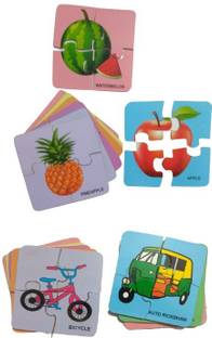 अश्मी Wooden Combo Fruits & Transports Jigsaw Floor Puzzle With 4 Piece and 16 Different Puzzles Fun with Learning & Educational games for Boys and Girls, Kids Age 3+