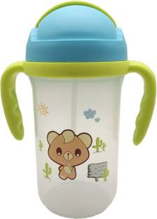 Tatsam baby bottle for kids sip sipper plastic water bottles with Straw BPA-Free for Girls Boys Kids sipper cartoon design - 1 sipper 200 ml Green