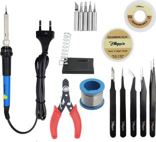 Hillgrove Electronic 7in1 Professional Mobile Soldering Iron Equipment Tool Machine Combo Kit Set with Flux Paste and Wire 60 W Temperature Controlled