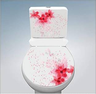 Divine studio 38 cm Floral Black Toilet Seat Sticker ( Size :- 38 X 33 cm ) Self Adhesive Sticker