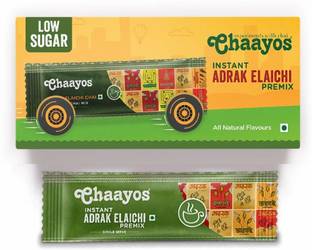 Chaayos Instant Tea Premix - Low Sugar - Adrak Elaichi Flavour (5 Sachets) | Masala Tea Powder | Masala Chai | Premix Ready Mix Tea | Assam Tea | Desi Chai | Flavoured tea | Tea Mix Ginger Instant Tea Box