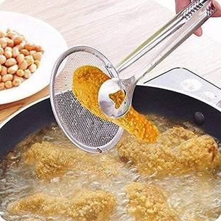 sbaprime Multi-Functional 2 in 1 Fry Tool Filter Spoon Strainer with Clip 10 cm NA Pakkad