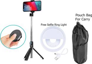 POZUB Best Buy Portable & Foldable 3IN1 MULTI-PURPOSE SELFIE STICK TRIPOD + LED SELFIE RING LIGHT + DUSTPROOF BAG Detachable Bt Remote Control Bracket Tripod Handheld Selfie Stick Holder Action Camera Stand in Gimbal Stabilizer, |in mobile holder With Mobile Clip Holder & BT Remote Extendable Monopod Live Photo Holder Tripod T9 Plate Gorilla Tripod Mount Cum Multi-Use Selfie Stick Photography 3 levels Selfie LED Flash Light |in mobile holder for hand| stand for online classes Tripod Action Cameras Mobile Holder Octopus Stand Tripod, Monopod, Monopod Kit, Tripod Ball Head, Tripod Bracket, Tripod Clamp, Tripod Kit
